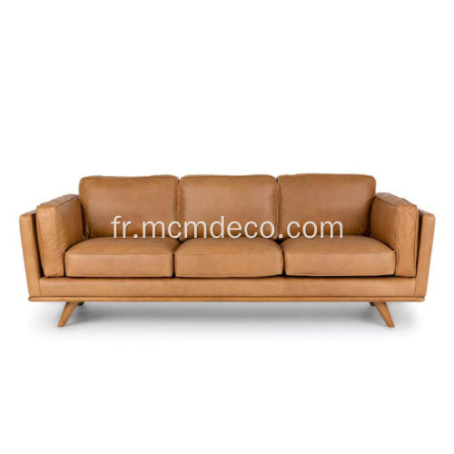 Canapé Mid-Century Modern Timber en cuir brun clair